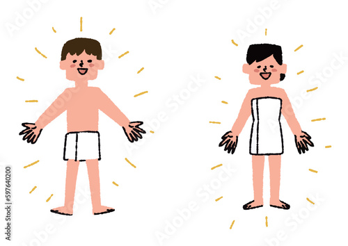 サウナで整った女性と男性
