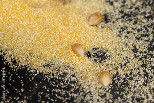 yellow corn grain flour for cooking polenta porridge