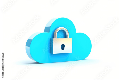 Blue cloud with lock on white background, secure data and privacy concept. Free Download Blue cloud with lock on white background, secure data and privacy concept. - GFXLoad