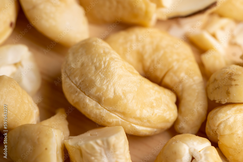 fresh cashew nuts on the table