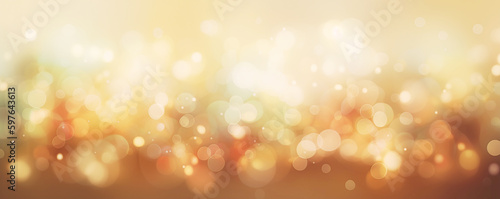 soft bokeh warm Light bokeh on abstract gold background, nature glowing sun light flare, New year luxury Copy space ,Generative AI 