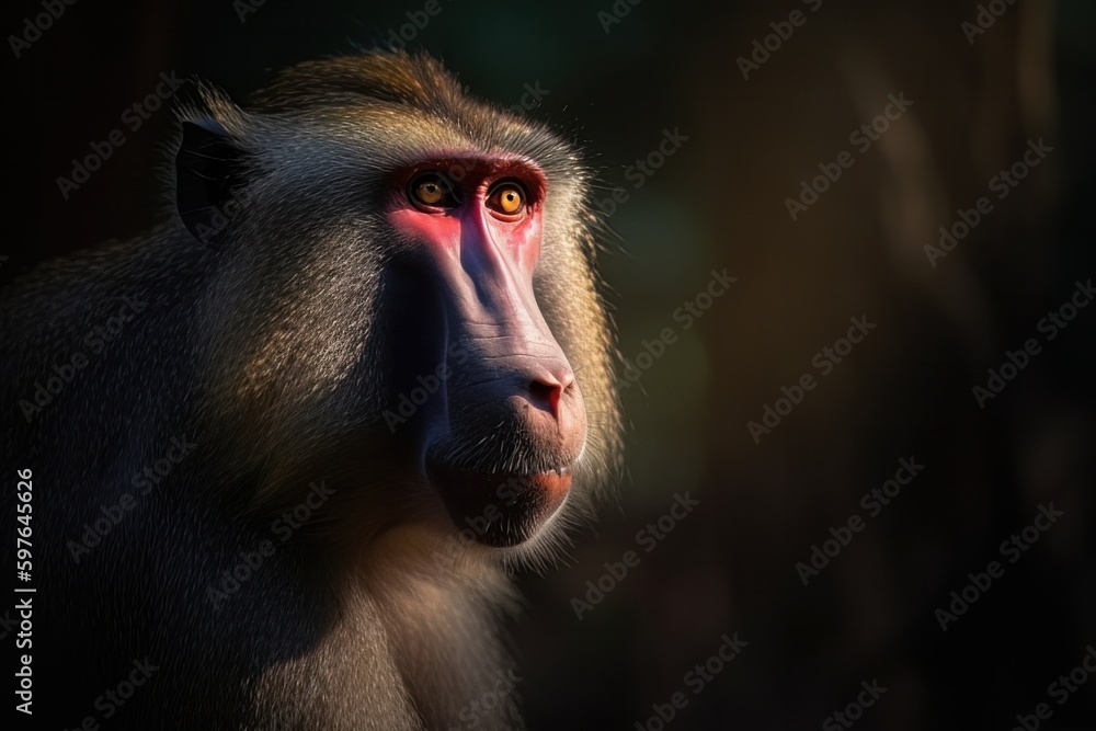 Mandrill in the jungle. Generative AI Mandrill in the jungle. Generative AI