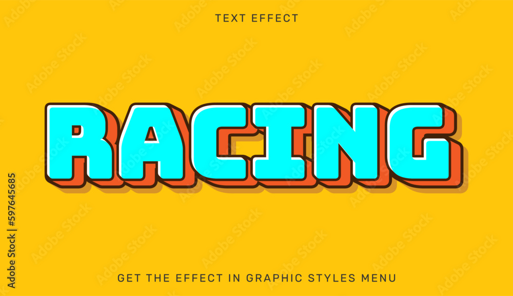 Racing editable text effect template in 3d style