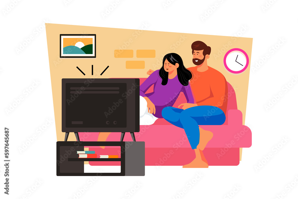 A couple spends the day relaxing at home, watching their favorite movies and enjoying each other's company.