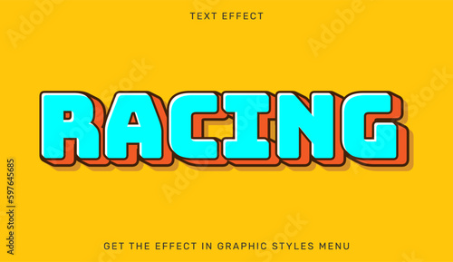Racing editable text effect template in 3d style