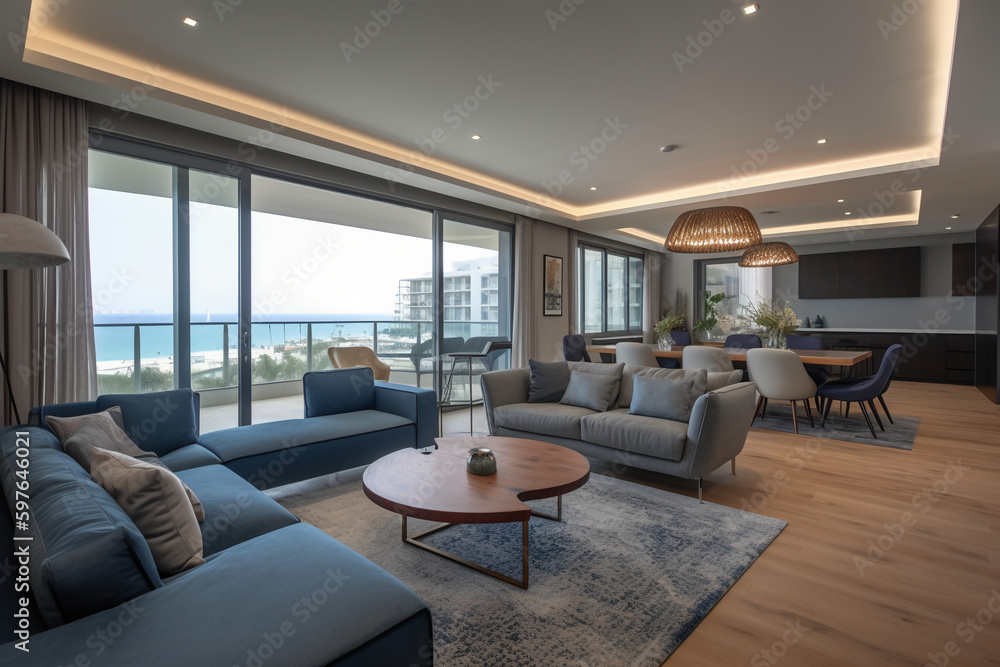 Modern style, sea view photo. AI generative Modern style, sea view photo. AI generative