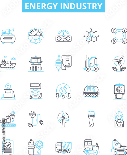 energy industry vector line icons set. Energy, Industry, Oil, Solar, Wind, Nuclear, Hydroelectric illustration outline concept symbols and signs