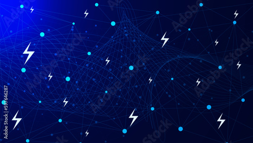 Abstract dots and lines connection with thunderbolt for electric network concept design.