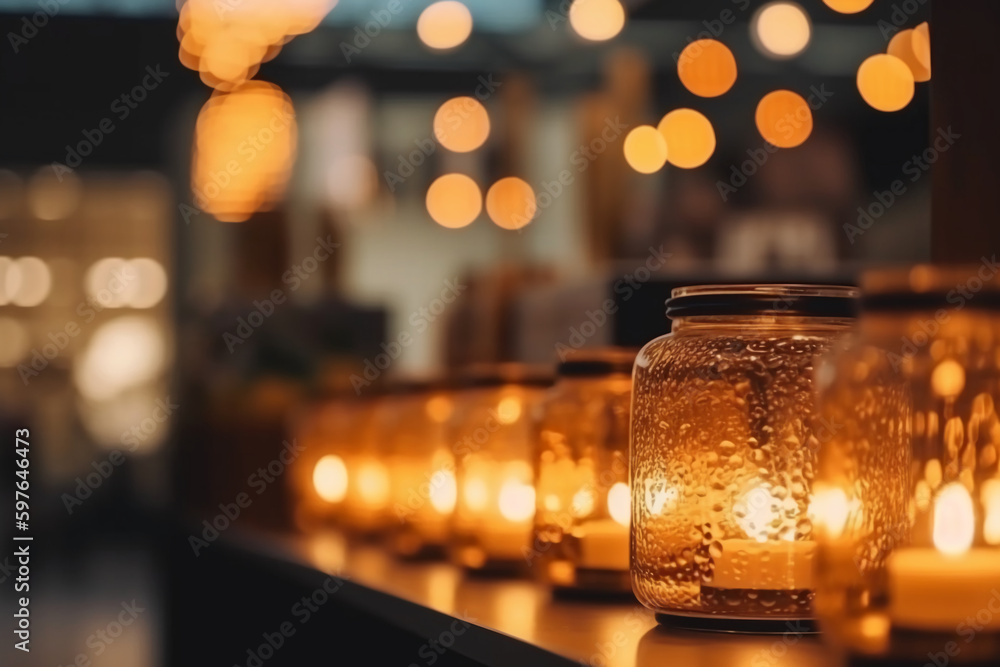 Warm light. Blur light background at shop in mall for business background, blurry abstract bokeh at interior hallway,. AI generative Warm light. Blur light background at shop in mall for business background, blurry abstract bokeh at interior hallway,. AI generative