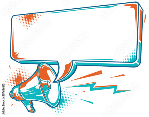 Megaphone sign with speech bubble advertising template