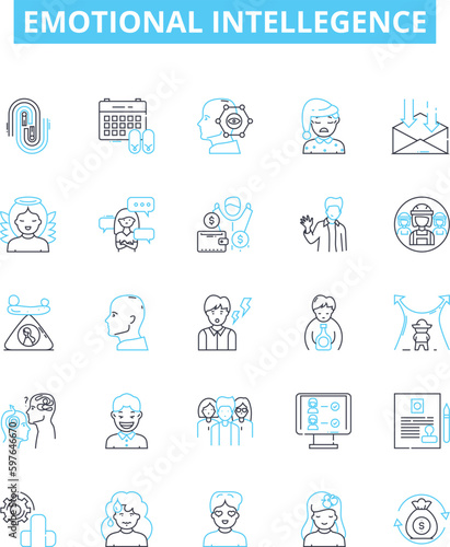 Emotional intellegence vector line icons set. Self-awareness, Empathy, Interpersonal, Awareness, Perspective, Sensitivity, Skill illustration outline concept symbols and signs
