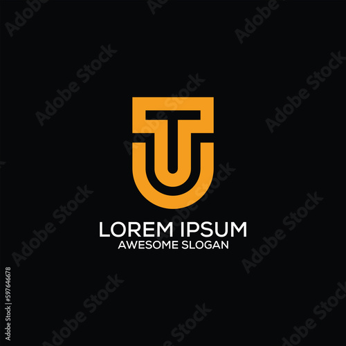 letter tu line art logo design combination icon