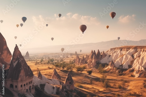Hot air balloon in Cappadocia, Türkiye.