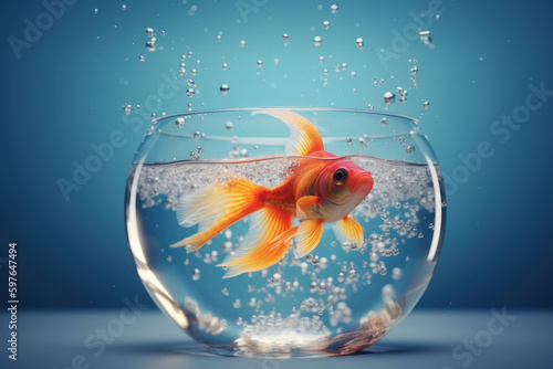 Goldfish swimming in the fish tank sparked water splashes.