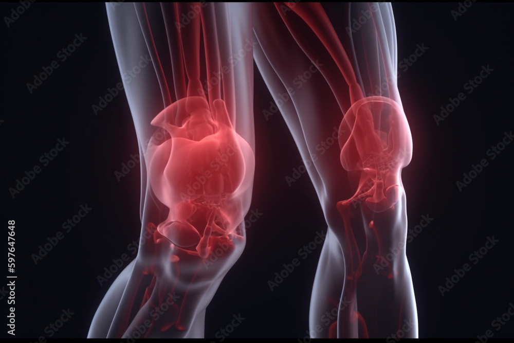 Knee injury, red muscle and man exercise with medical pain, body strain and sports emergency. Legs, and fitness accident from workout, Generative AI
Knee injury, red muscle and man exercise with medical pain, body strain and sports emergency. Legs, and fitness accident from workout, Generative AI