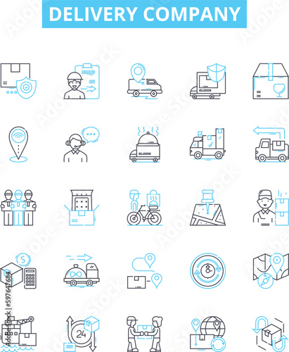 Fotografie Delivery company vector line icons set
