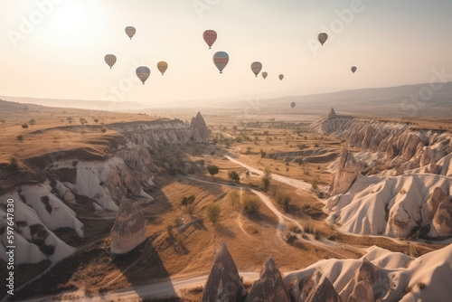 Hot air balloon over Cappadocia, Türkiye.