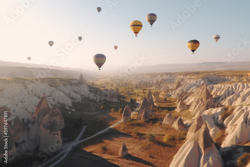Hot air balloon over Cappadocia, Türkiye.