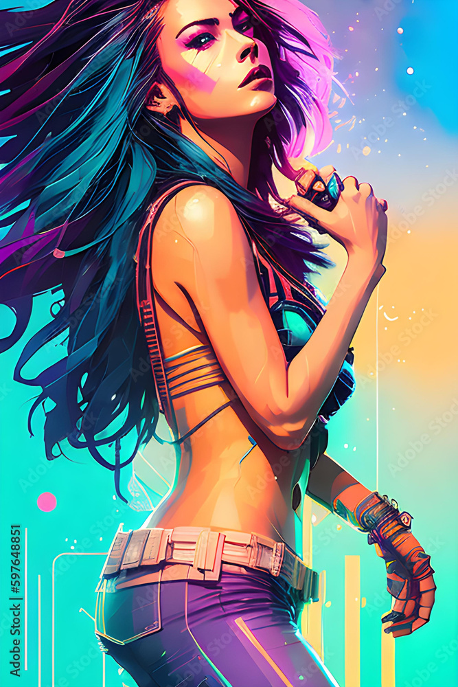 Cyberpunk graffiti style illustration. Cyberpunk graffiti style illustration.