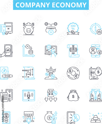 Company economy vector line icons set. Corporation, Profit, Investment, Economic, Finance, Market, Job illustration outline concept symbols and signs