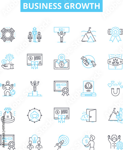 Business growth vector line icons set. Expansion, Prosperity, Expansion, Advancement, Expansion, Development, outburst illustration outline concept symbols and signs
