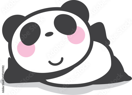 寝転がって休憩しているパンダのキャラクター