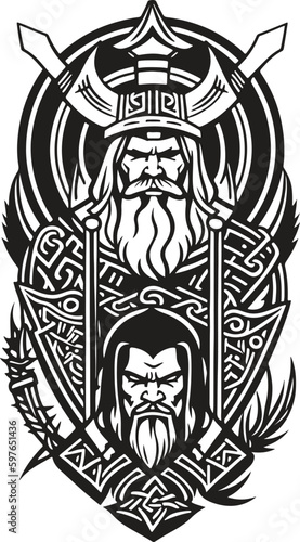 Fototapeta Naklejka Na Ścianę i Meble -  Pretty and powerful viking emblem art vector