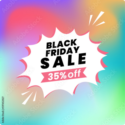 a black friday sale 35 percent off banner design, with discount offer details vector illustration