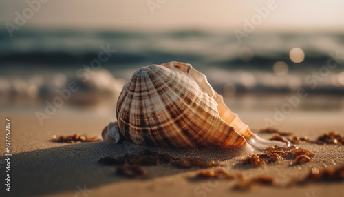 Seashell beauty in nature heat of summer day generated by AI