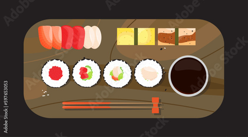 illustration of Asian food 