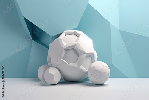 Soccer ball on paper art. Generative AI.