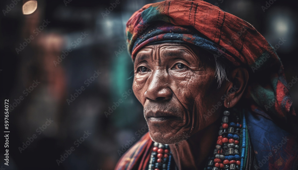 Senior Indian man in traditional turban smiling generated by AI