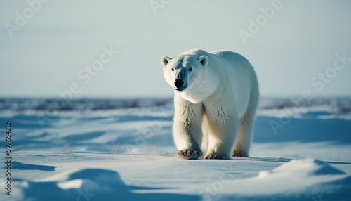 Cute arctic mammal walking on frozen ice floe generated by AI