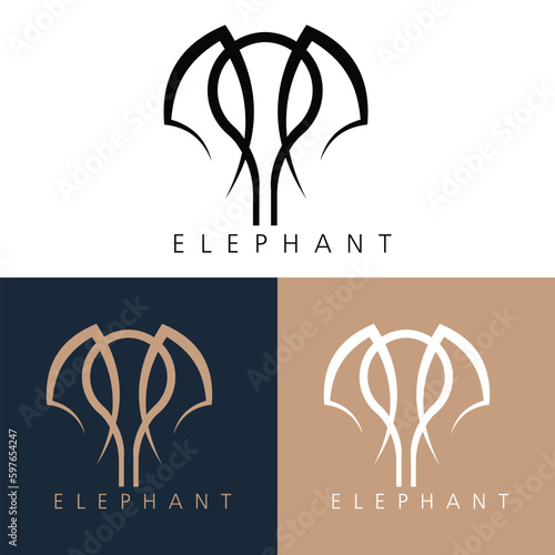 elephant with lineart style logo design