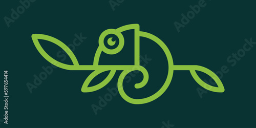 logo design chameleon line icon vector illustration