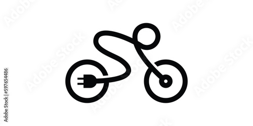 bicycle and cable electric line icon logo design vector illustration