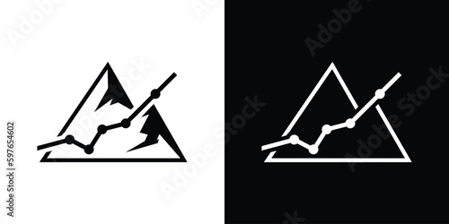 logo design mountain and graphic financial icon vector illustration