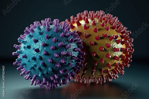 3d rendered illustration of a virus. Generative AI.