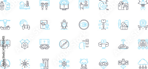 Graphic elements linear icons set. Color, Typography, Composition, Balance, Contrast, Grid, Hierarchy line vector and concept signs. Alignment,Texture,Pattern outline illustrations photo