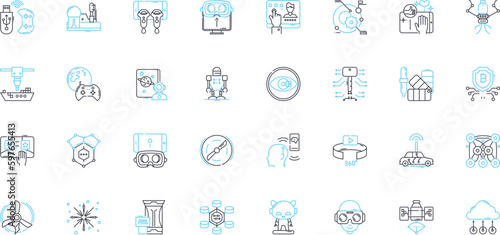 Graphic elements linear icons set. Color, Typography, Composition, Balance, Contrast, Grid, Hierarchy line vector and concept signs. Alignment,Texture,Pattern outline illustrations