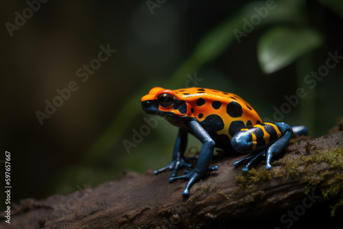 colorful rainforest poison dart frog, generative AI
