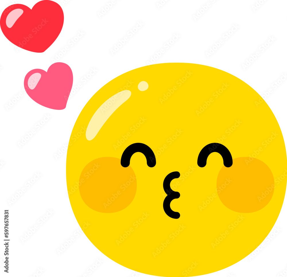 Fototapeta premium 口をすぼめたスマイルマークとハート