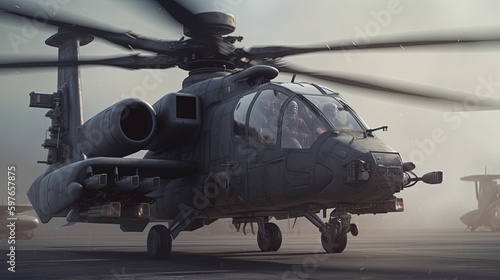gunship military aircraft, digital art illustration, Generative AI