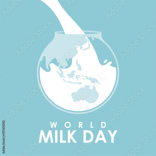 world milk day poster template flat design