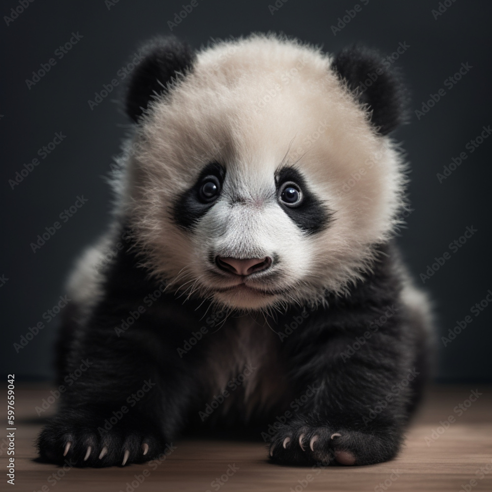 Obraz premium portrait of baby panda sitting on the floor