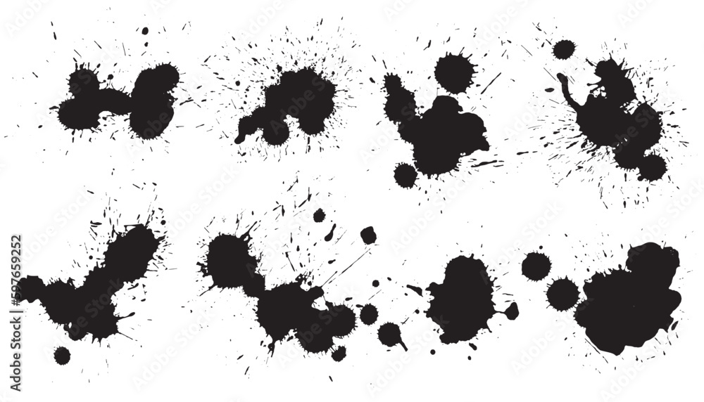 Fototapeta premium abstract set of ink splatter grunge stains
