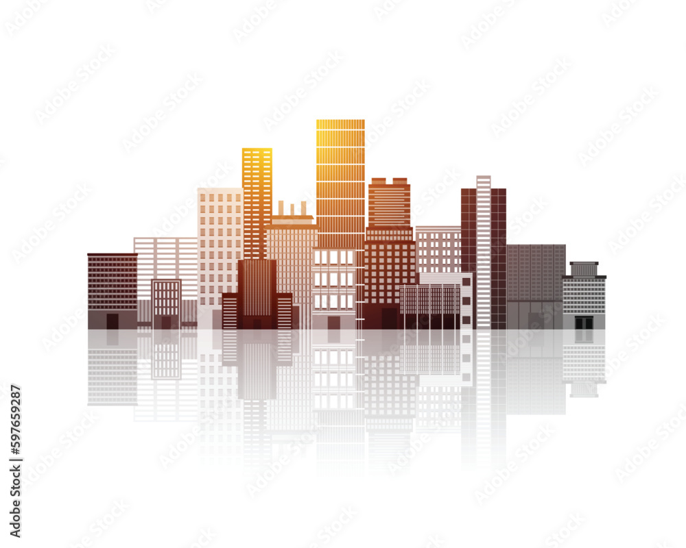 shiny exterior of modern skyline building background with reflection effect