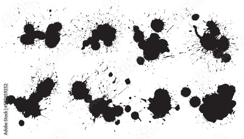 abstract set of ink splatter grunge stains
