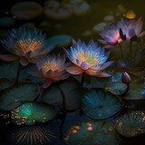 water lily in the night.
