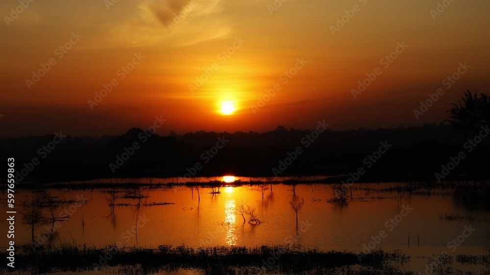 sunset over lake sunset over lake